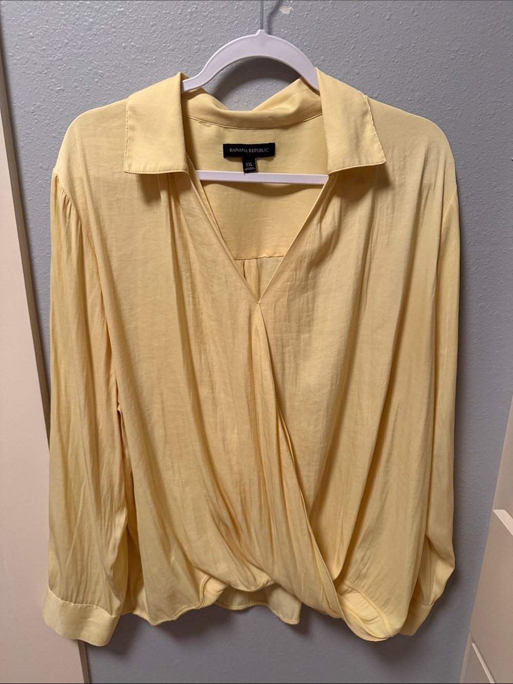 Banana Republic Pale Yellow Wrap-Front Blouse